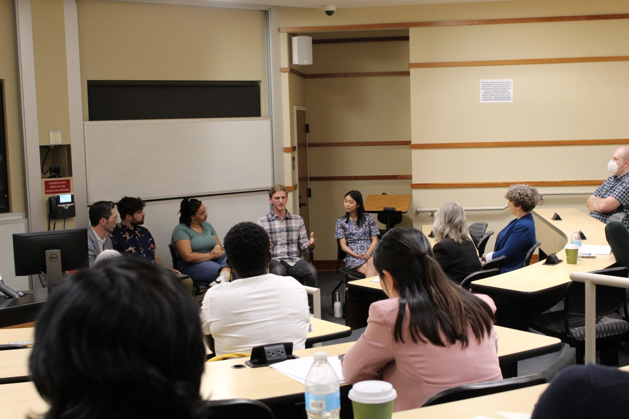 College classroom of students discussing what they learned after a Kallion workshop.